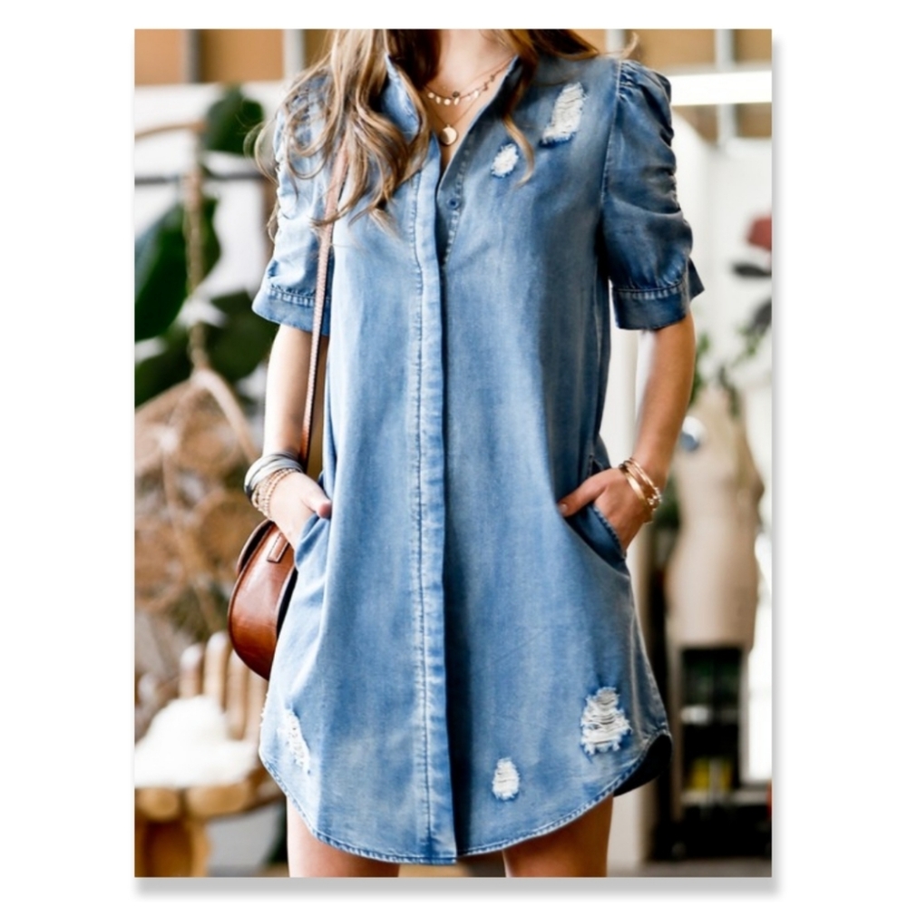 Mazik Distressed Denim Dress
